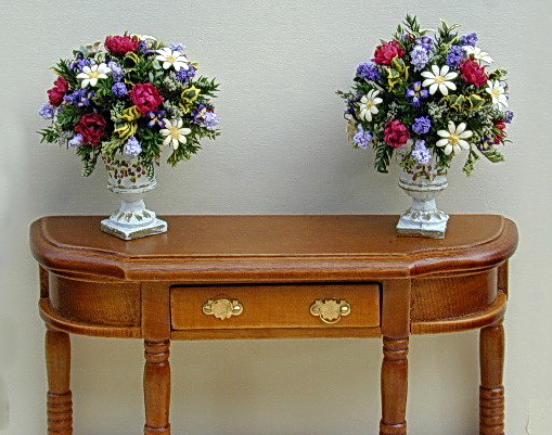 Peonies, Daisies, Gypsophila and Buddleia - Pair